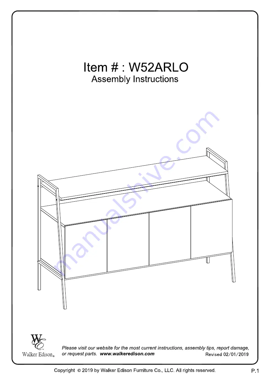 Walker Edison W52ARLO Assembly Instructions Manual Download Page 1