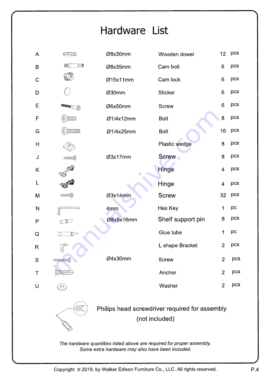 Walker Edison W52ARLO Assembly Instructions Manual Download Page 4