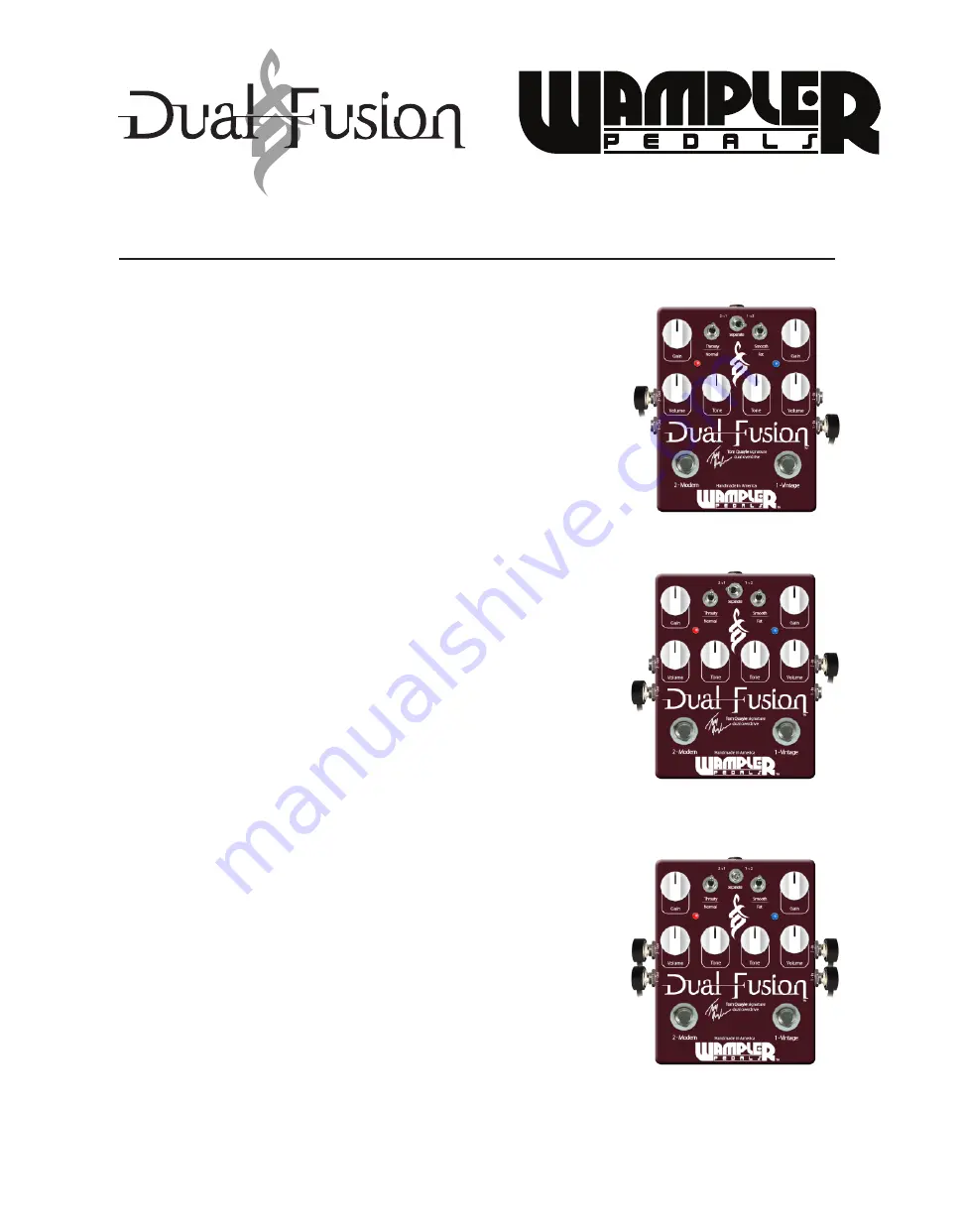 Wampler pedals Dual Fusion Quick Start Manual Download Page 3