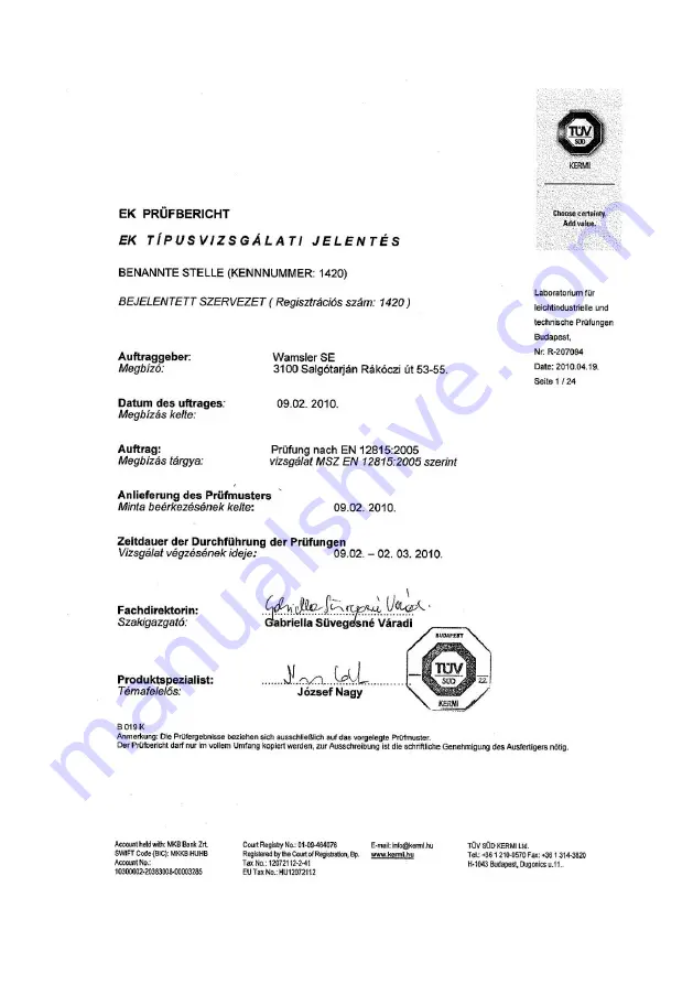 Wamsler K 118 Instructions For Installation And Use Manual Download Page 24