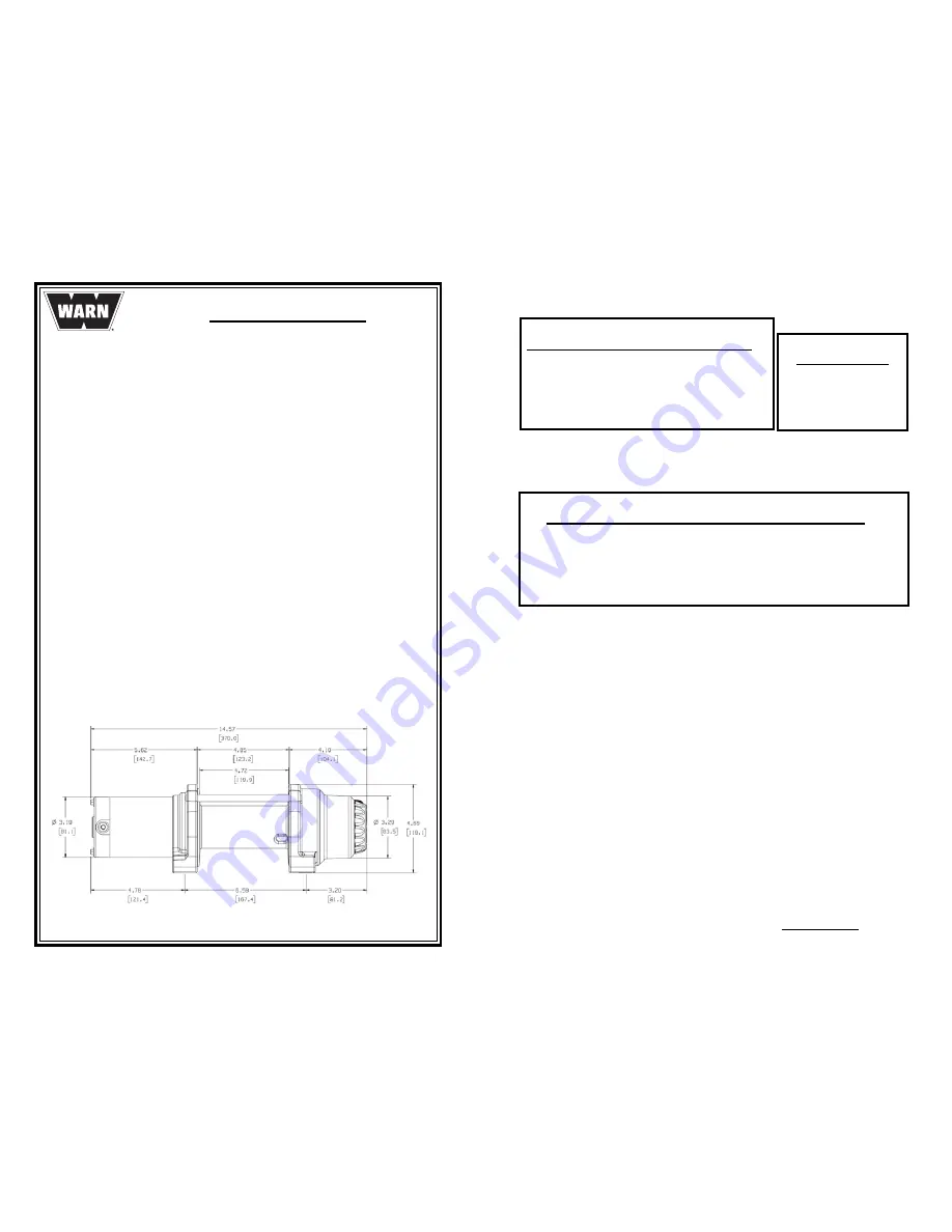 Warn VANTAGE 4000 Service Instructions Manual Download Page 1