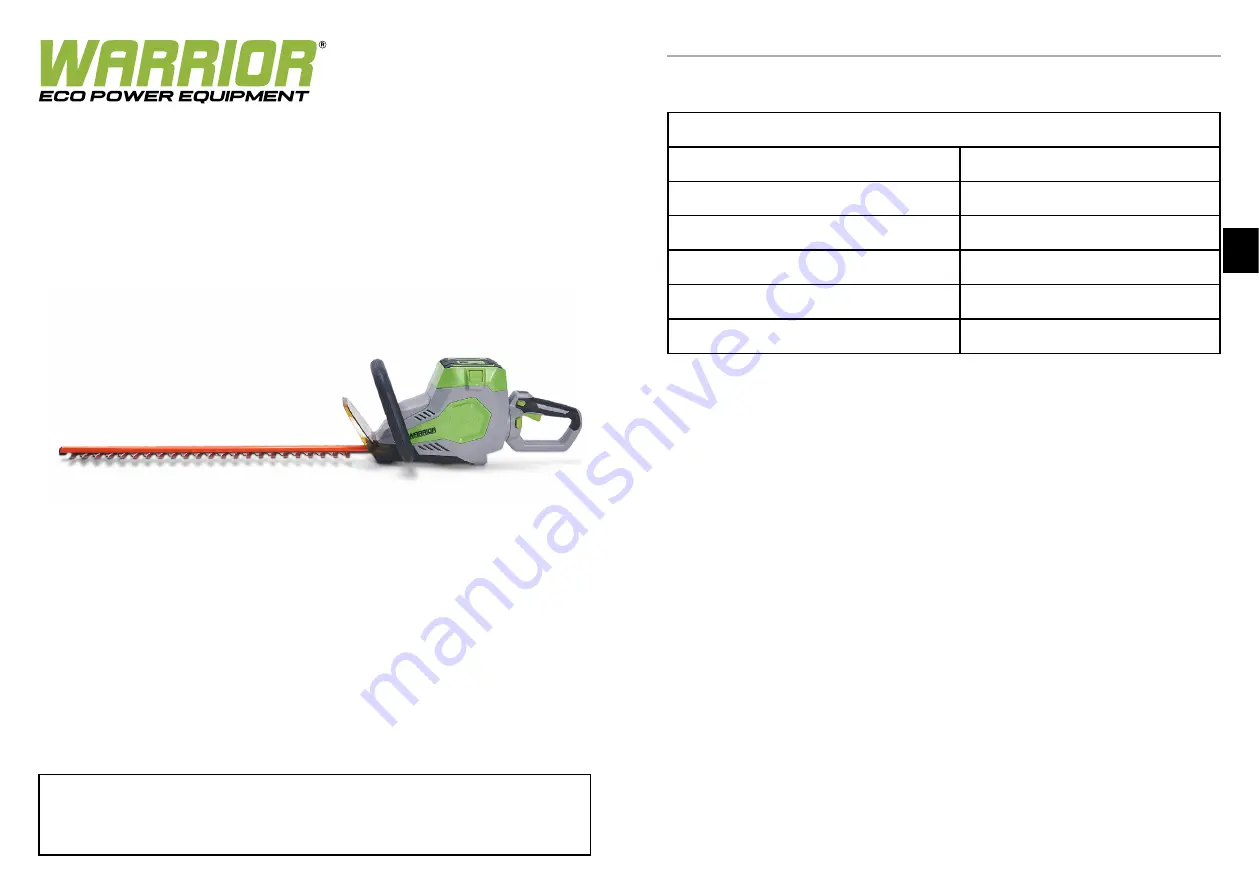 WARRIOR WEP8061HT Operator'S Manual Download Page 9