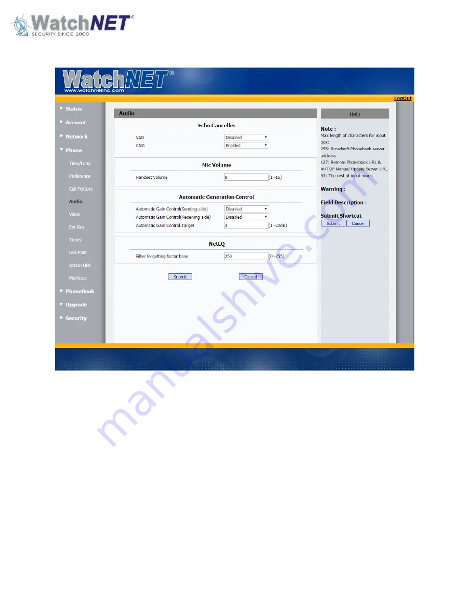 WatchNet AVCDP7 Manual Download Page 62