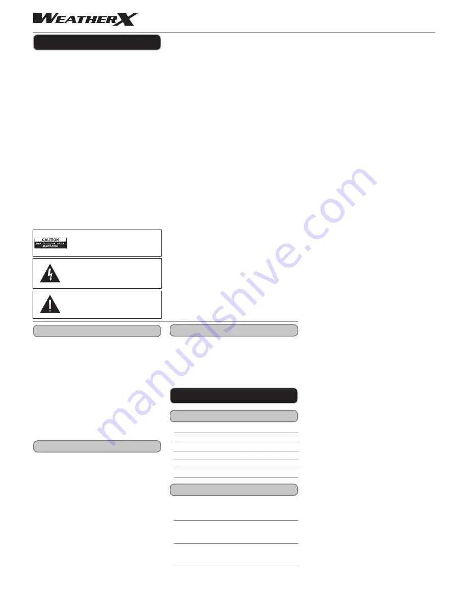 Weather X WF109 User Manual Download Page 1