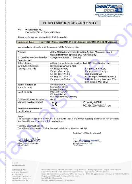 Weatherdock easyONE-DSC-CL  A10901 User Manual Download Page 45