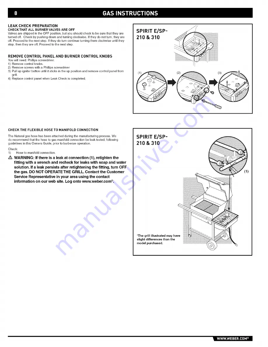 Weber Spirit E-310 Owner'S Manual Download Page 8