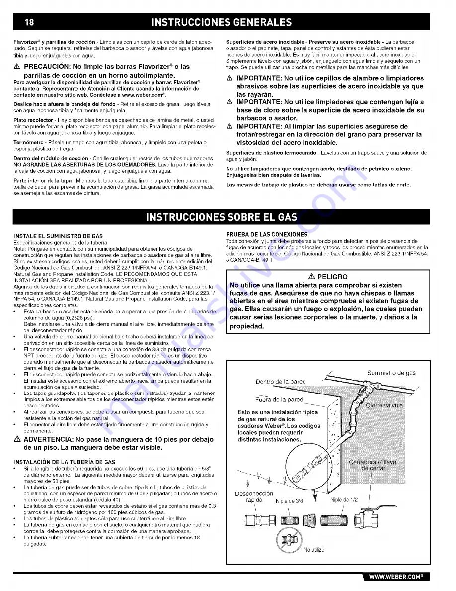 Weber Spirit E-310 Owner'S Manual Download Page 18