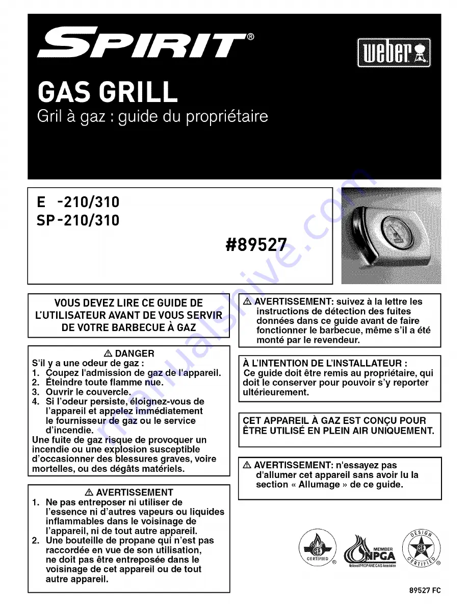 Weber Spirit E-310 Owner'S Manual Download Page 25