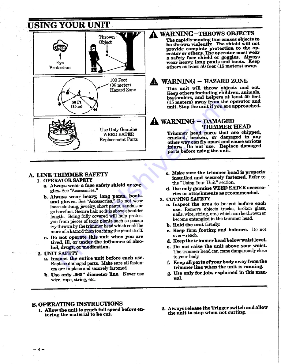 Weed Eater 1208 Operator'S Manual Download Page 8