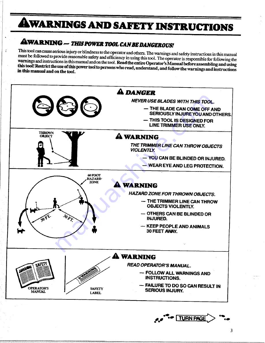 Weed Eater 1400T Operator'S Manual Download Page 3