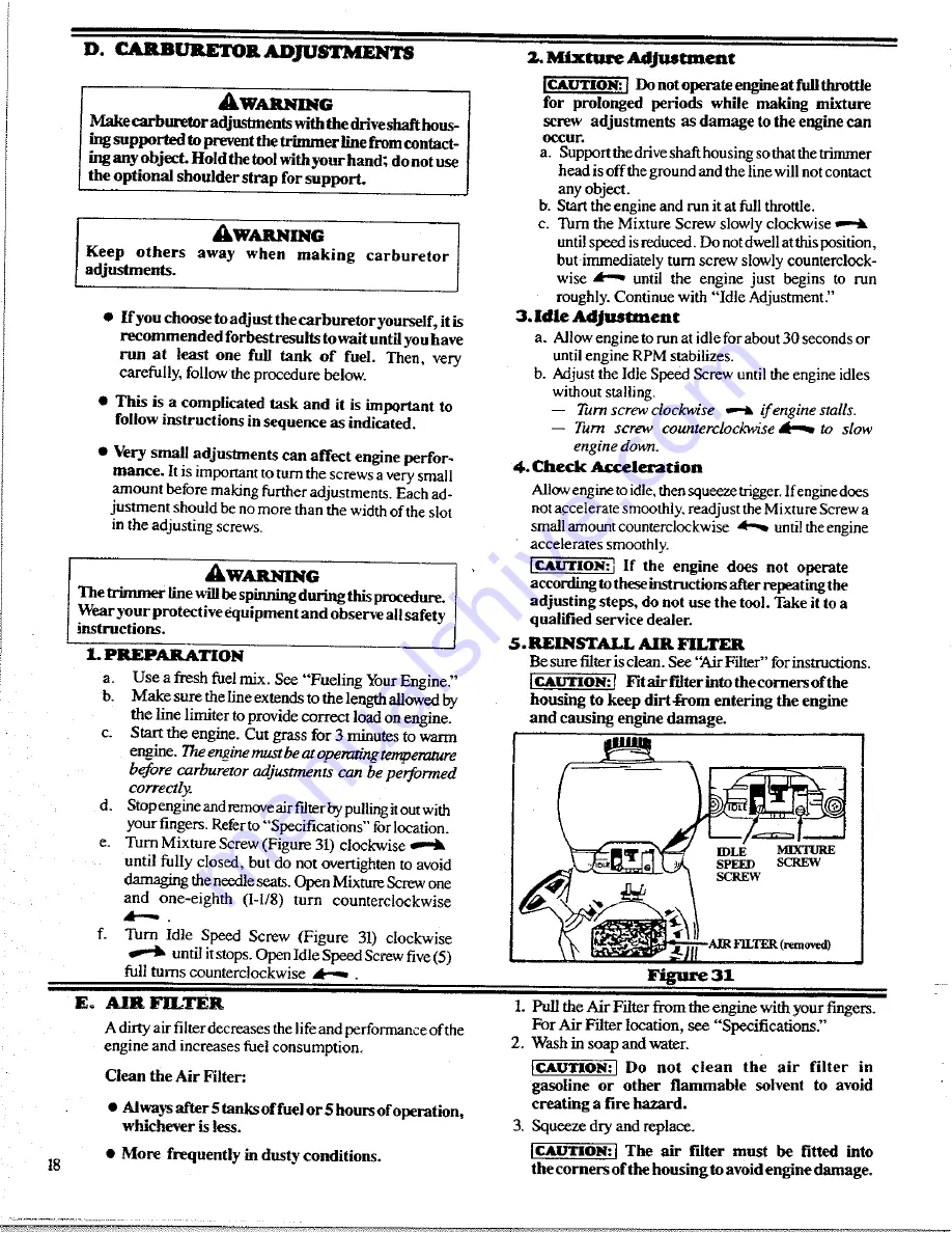 Weed Eater 1400T Operator'S Manual Download Page 18