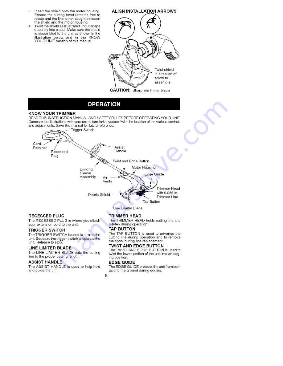 Weed Eater RTE112C Instruction Manual Download Page 5