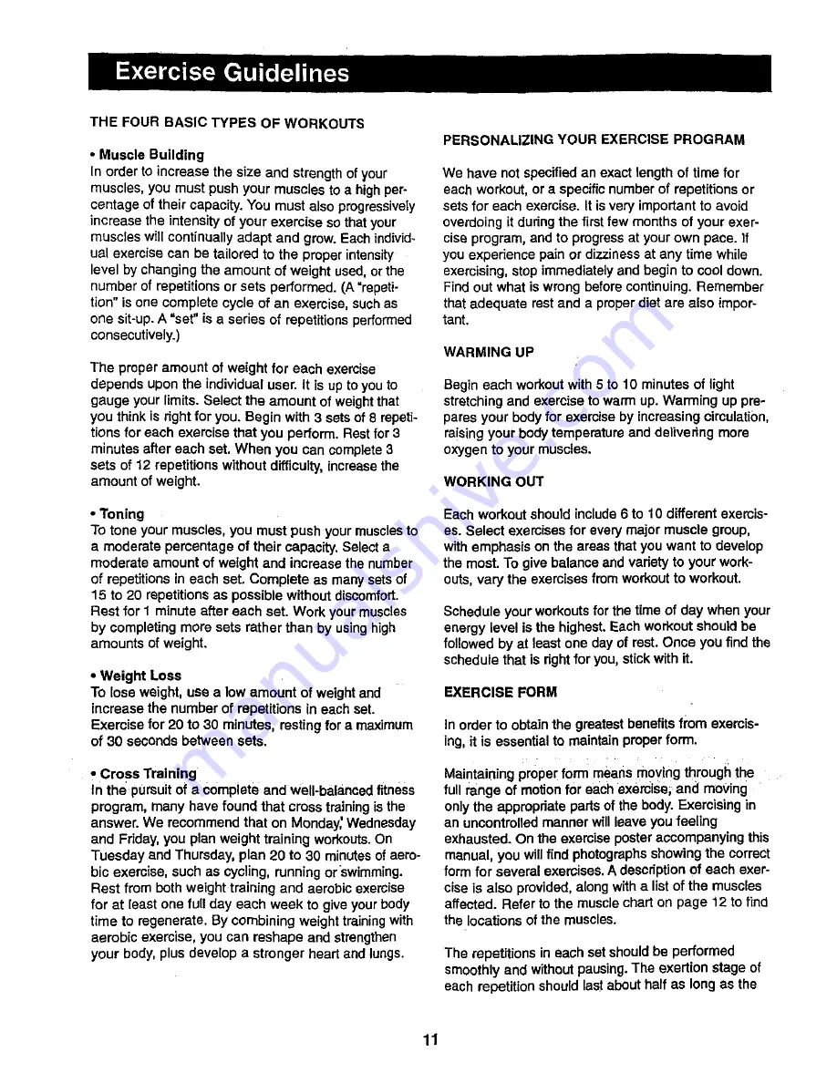 Weider 831.150741 User Manual Download Page 11