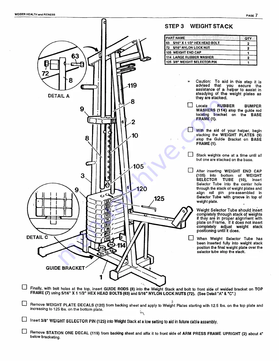 Weider E8001 Owner'S Manual Download Page 7