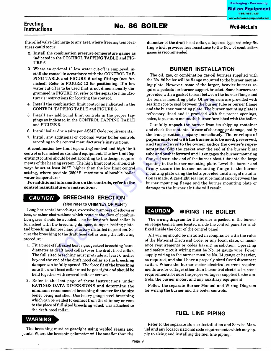 Weil-McLain 1086 Series Instructions Manual Download Page 9