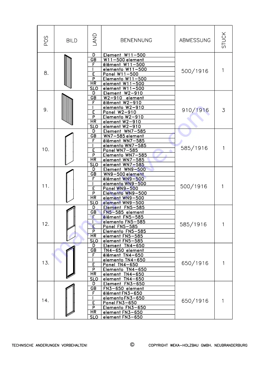 Weka Holzbau 512.2520.13.00 Assembly Instructions Manual Download Page 44