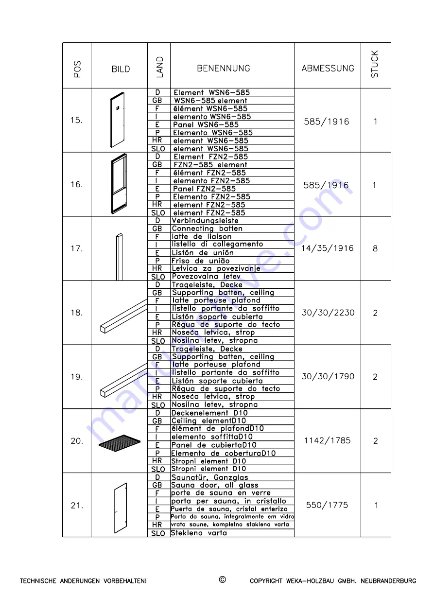 Weka Holzbau 512.2520.13.00 Assembly Instructions Manual Download Page 45