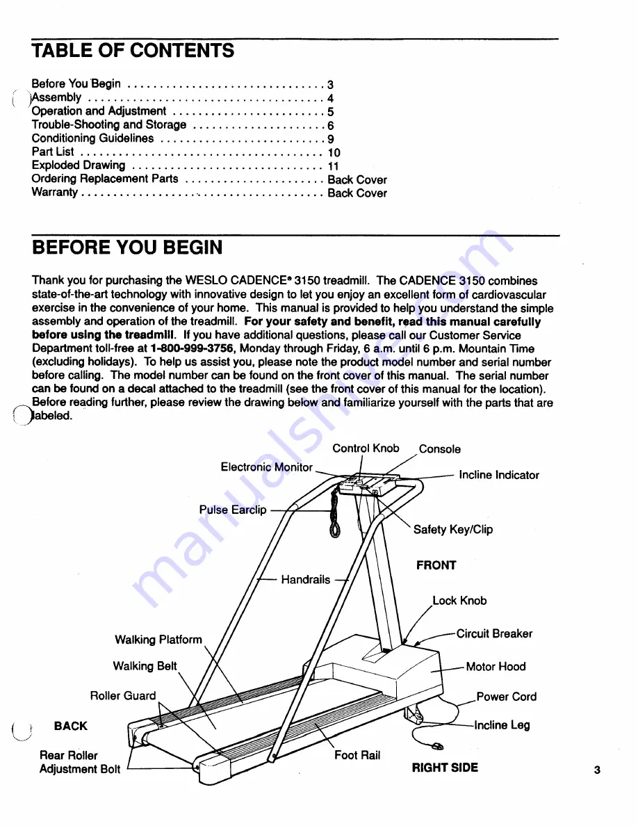 Weslo Cadence 3150 Скачать руководство пользователя страница 3