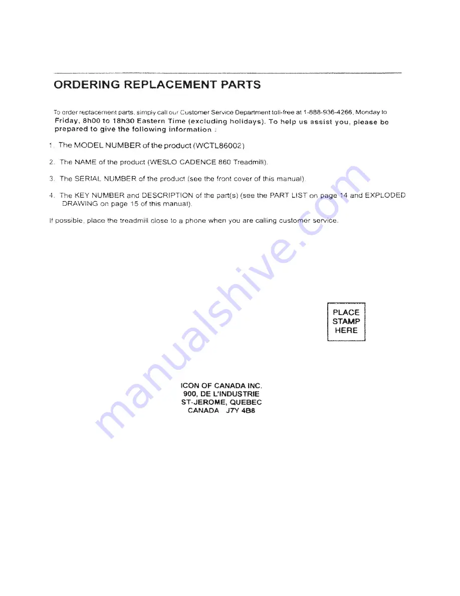 Weslo Cadence 860 Manual Download Page 18