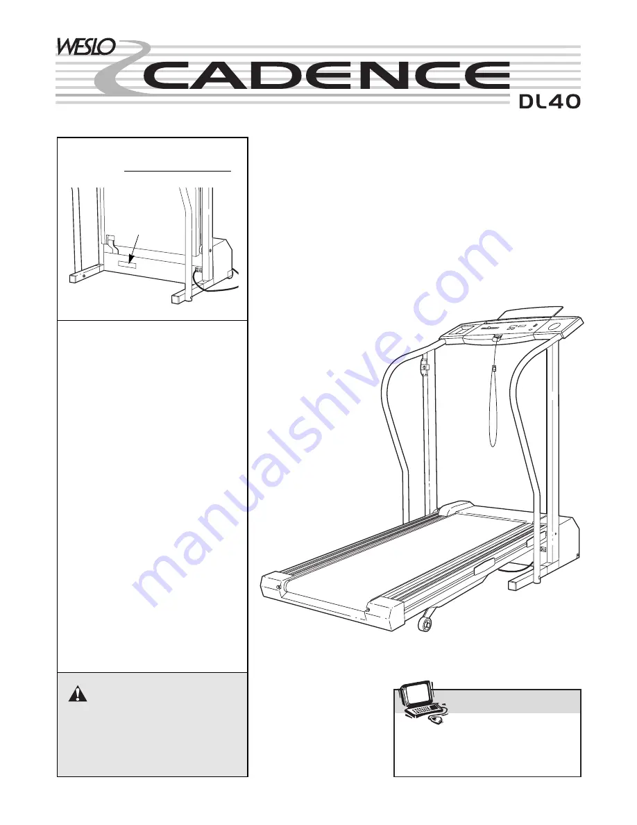 Weslo Cadence DL40 User Manual Download Page 1