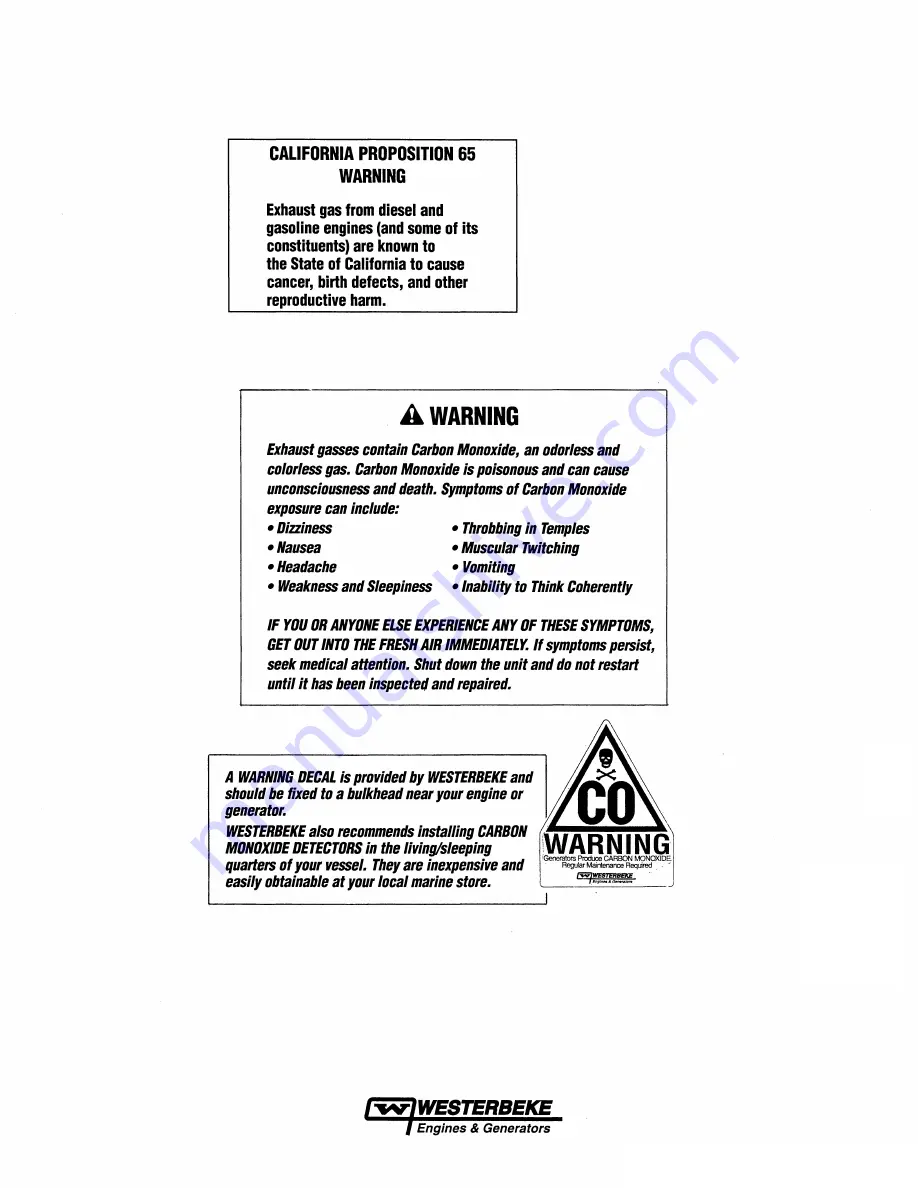 Westerbeke 4.2 SBCG-50HZ Operator'S Manual Download Page 2