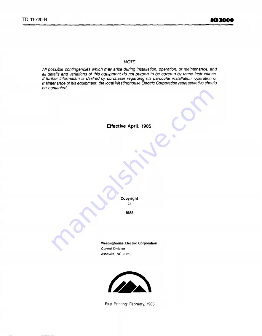 Westinghouse IQ-2000 User Manual Download Page 3