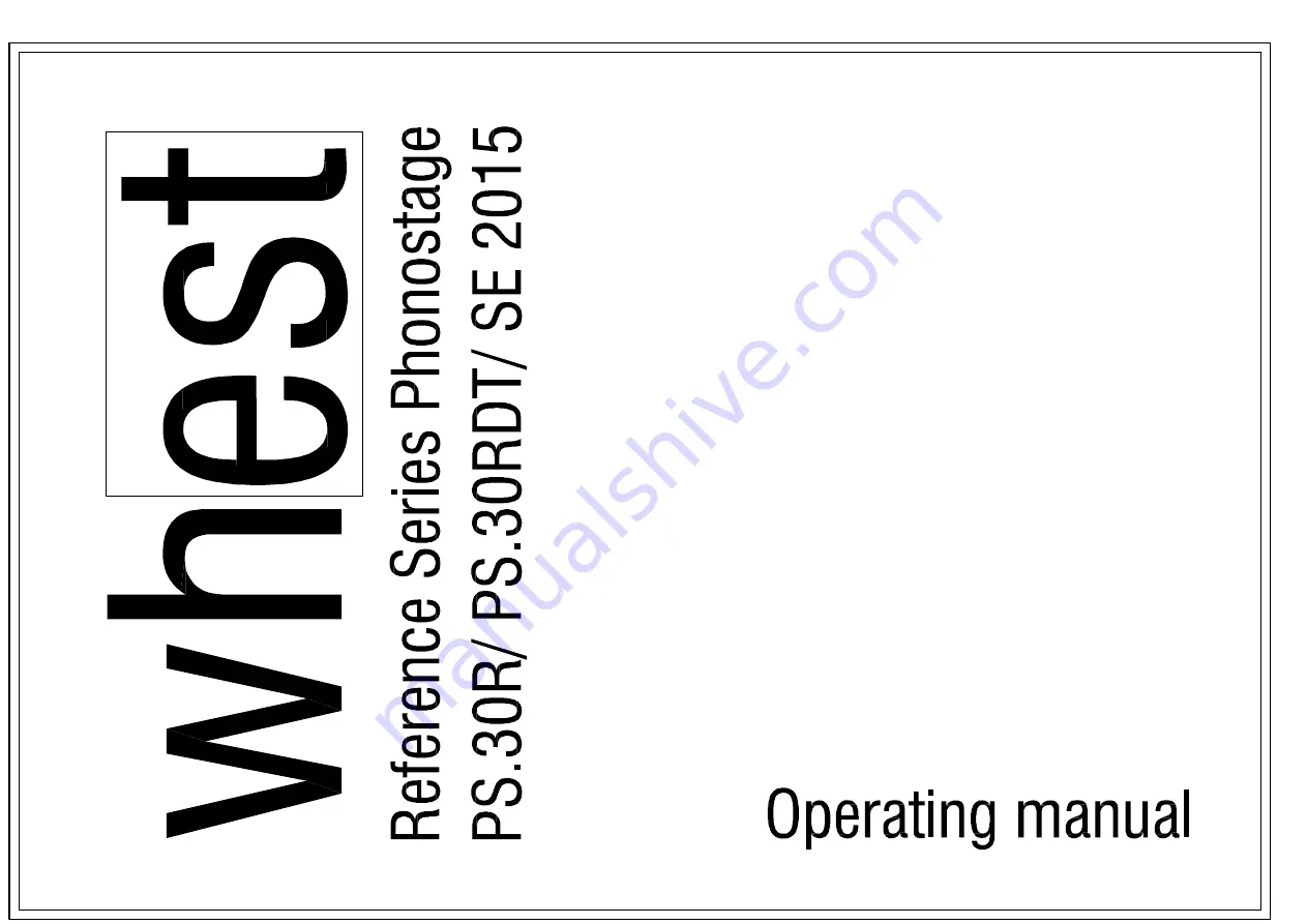 Whest PS.30R Operating Manual Download Page 1