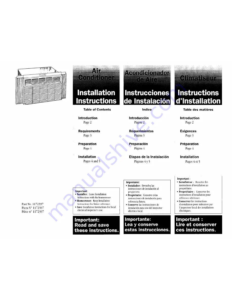 Whirlpool 1172397 Installation Instructions Manual Download Page 1