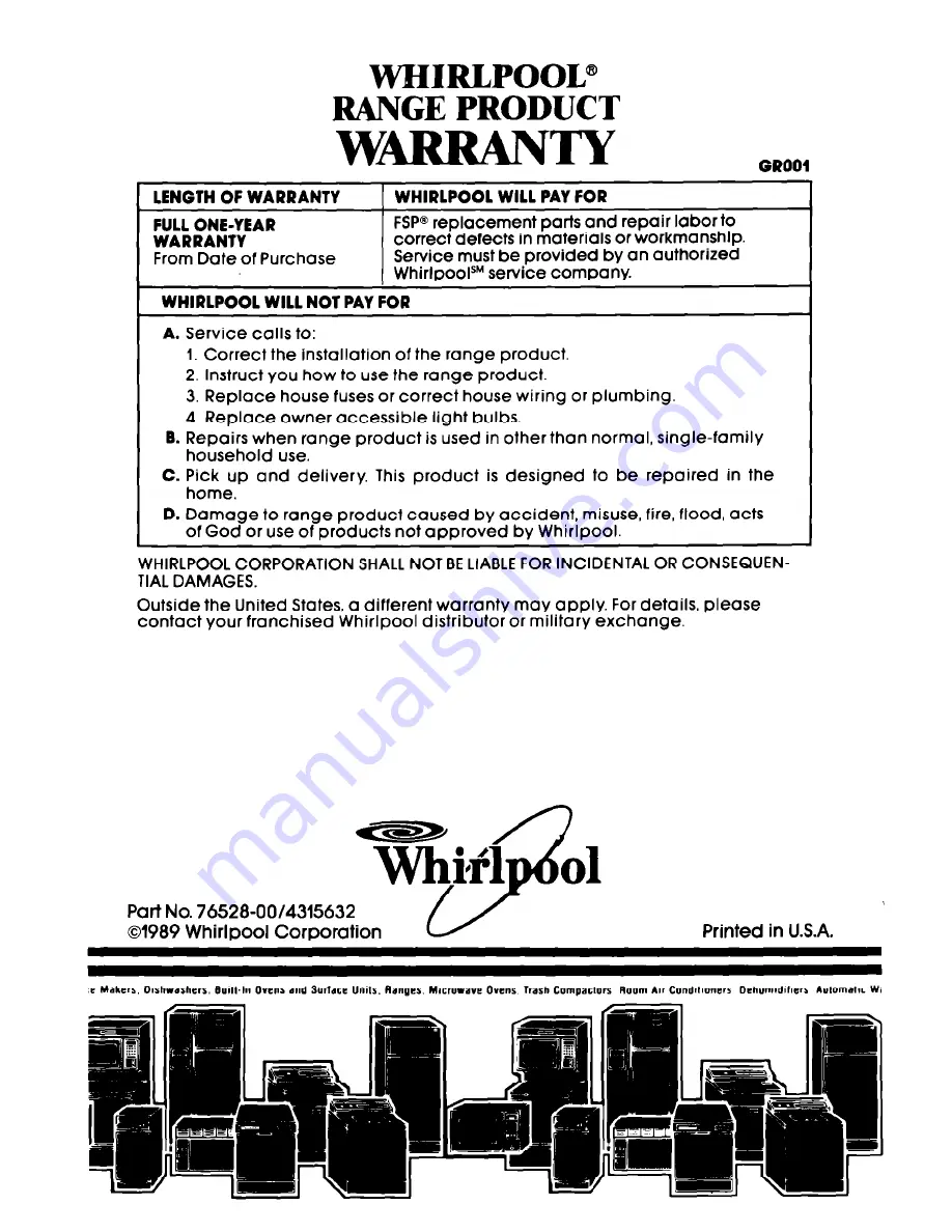 Whirlpool 1SF014BEW Скачать руководство пользователя страница 20