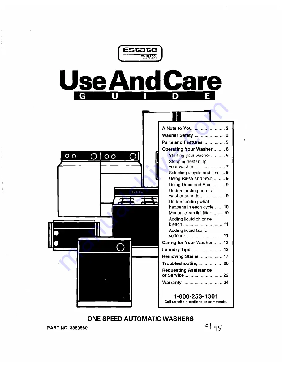 Whirlpool 3363560 Use And Care Manual Download Page 1