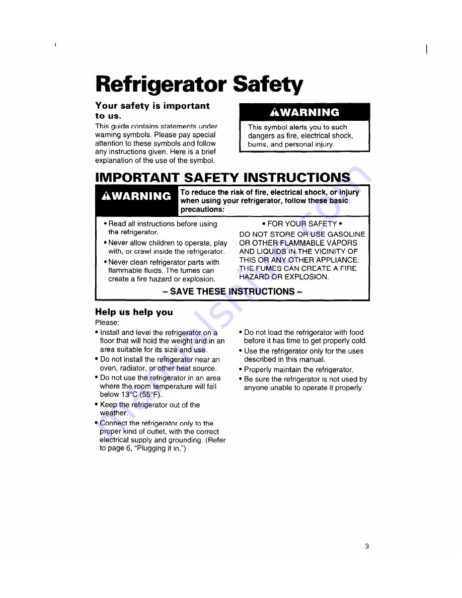 Whirlpool 3VED23DQDW00 Use And Care Manual Download Page 4