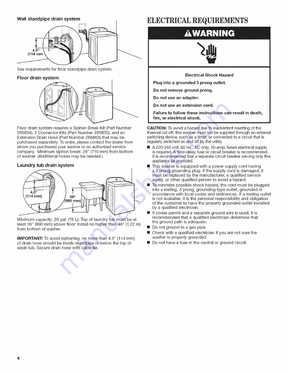 Whirlpool 4GATW4900 Installation Instructions Manual Download Page 4