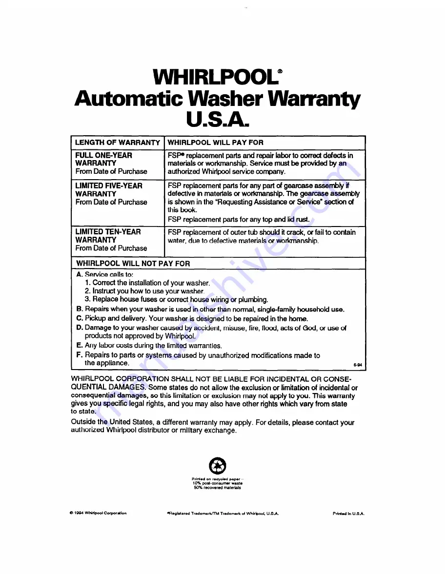 Whirlpool 7LSC 9245 Скачать руководство пользователя страница 25