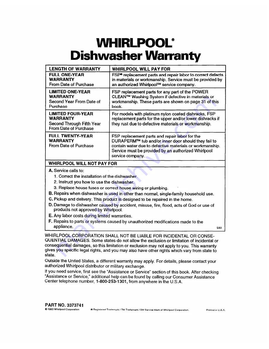 Whirlpool 8700 Series Use And Care Manual Download Page 29