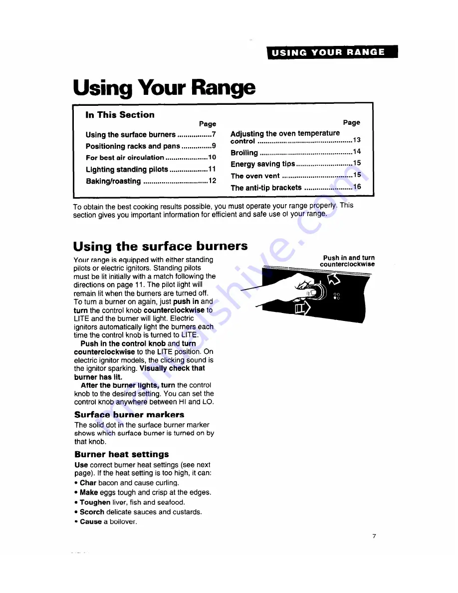 Whirlpool 8SF302PSY Use And Care Manual Download Page 7