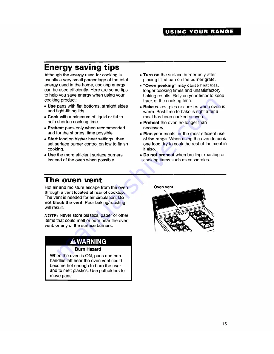 Whirlpool 8SF302PSY Use And Care Manual Download Page 15