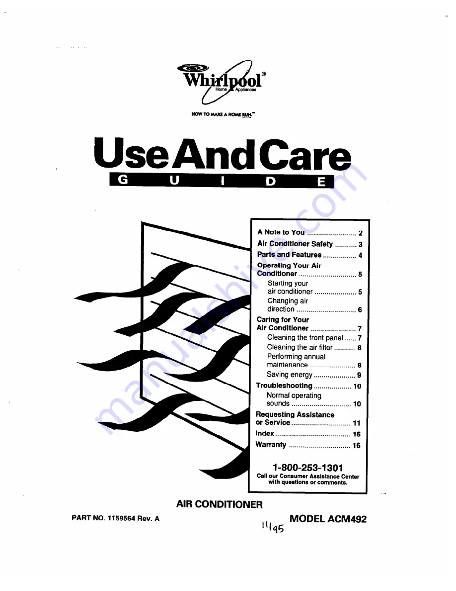 Whirlpool ACM492 Use And Care Manual Download Page 1