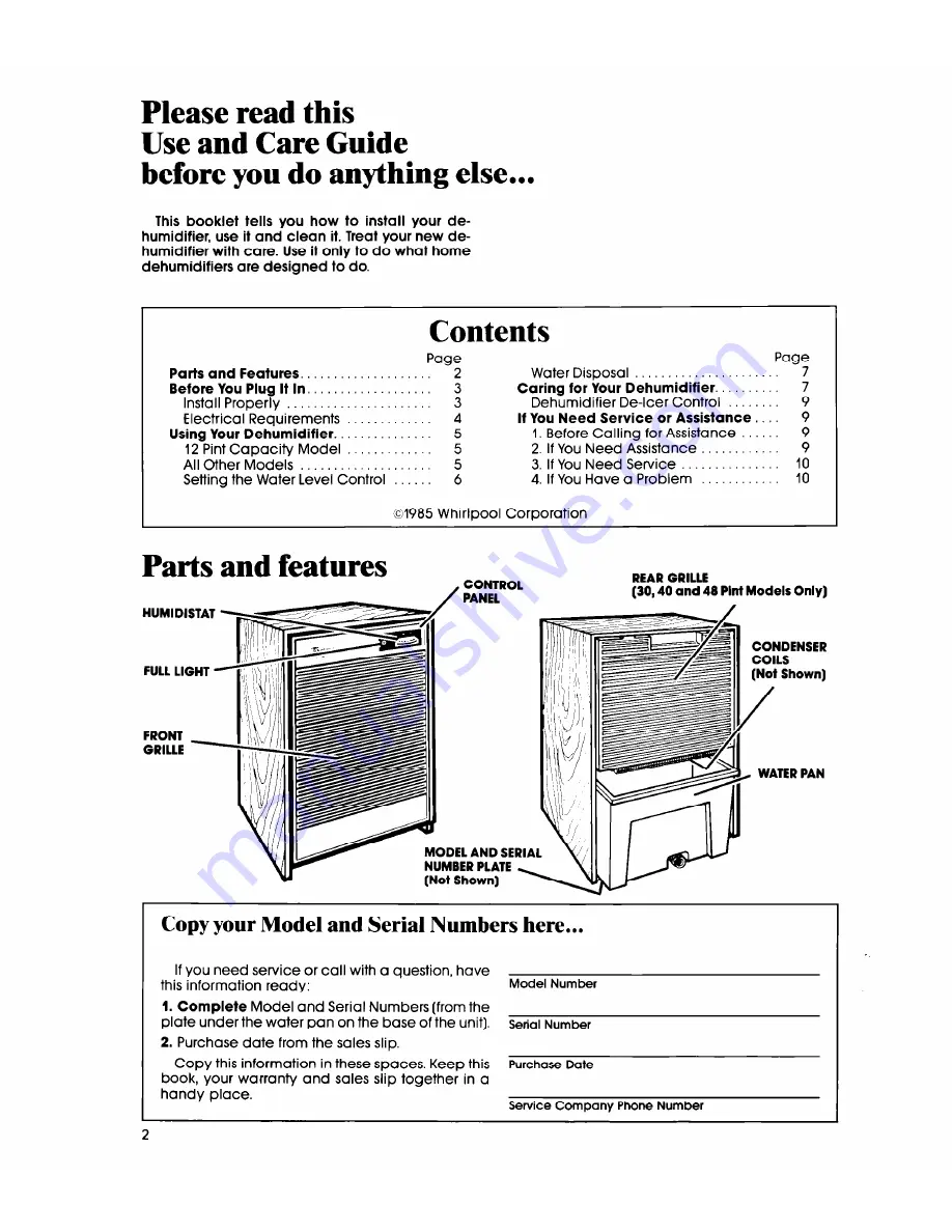 Whirlpool AD0402XM0 Use & Care Manual Download Page 2