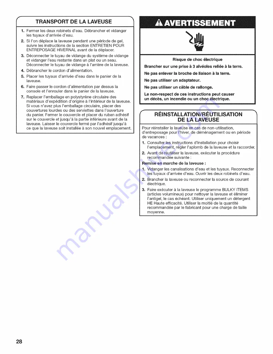 Whirlpool Cabrio W10280477A Use And Care Manual Download Page 28