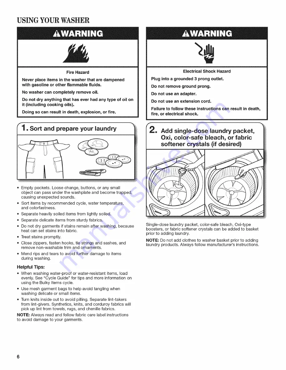 Whirlpool Cabrio WTW5500XW3 Use And Care Manual Download Page 6