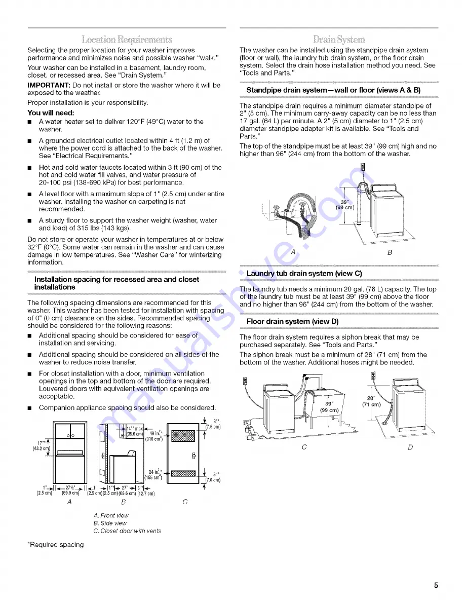 Whirlpool Cabrio WTW6200SW2 Use & Care Manual Download Page 5