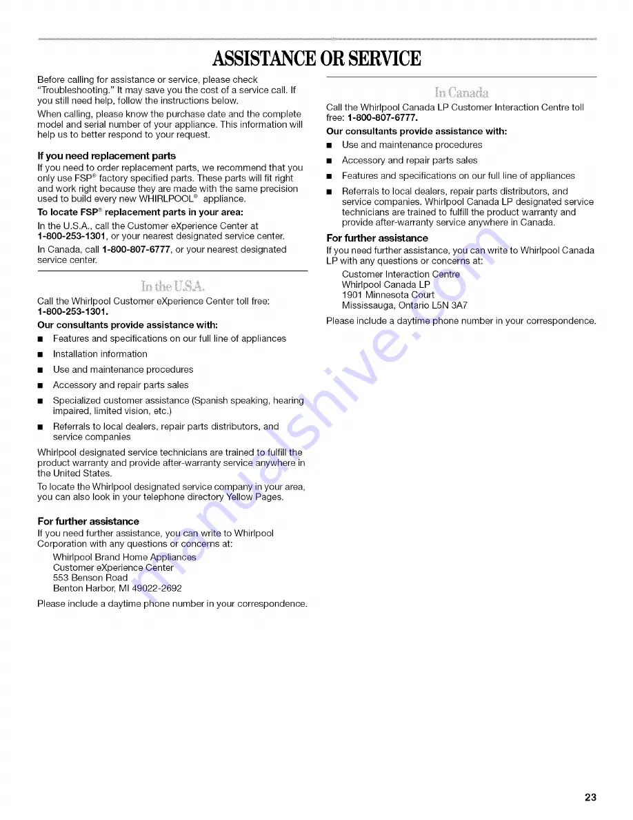 Whirlpool Cabrio WTW6200SW2 Use & Care Manual Download Page 23