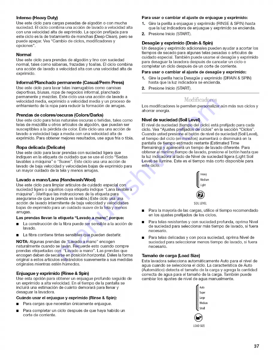 Whirlpool Cabrio WTW6200SW2 Use & Care Manual Download Page 37