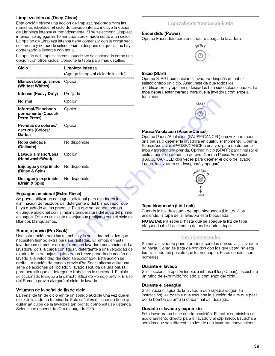 Whirlpool Cabrio WTW6200SW2 Use & Care Manual Download Page 39