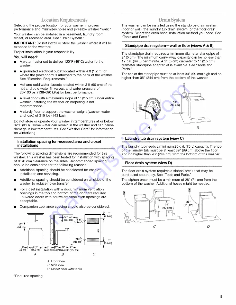 Whirlpool Cabrio WTW6200VW0 Скачать руководство пользователя страница 5