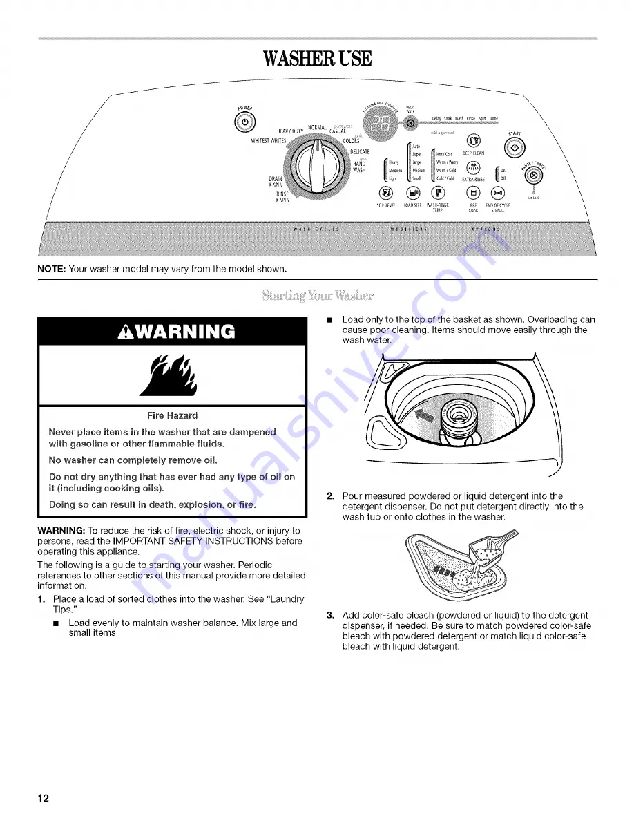 Whirlpool Cabrio WTW6300SB2 Скачать руководство пользователя страница 12