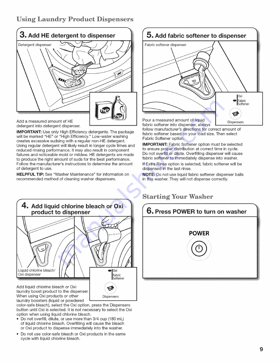 Whirlpool Cabrio WTW7800XB0 Use And Care Manual Download Page 9