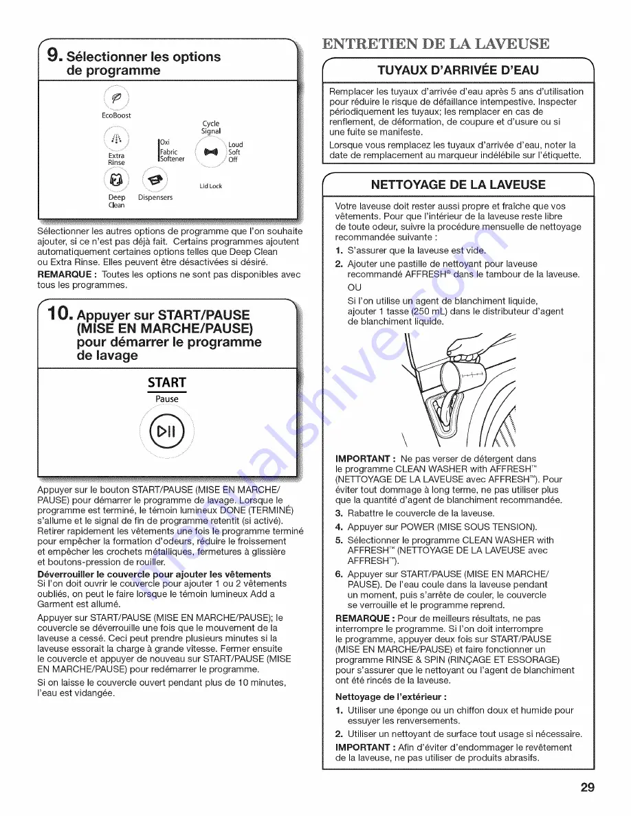 Whirlpool Cabrio WTW7800XB3 Use And Care Manual Download Page 29