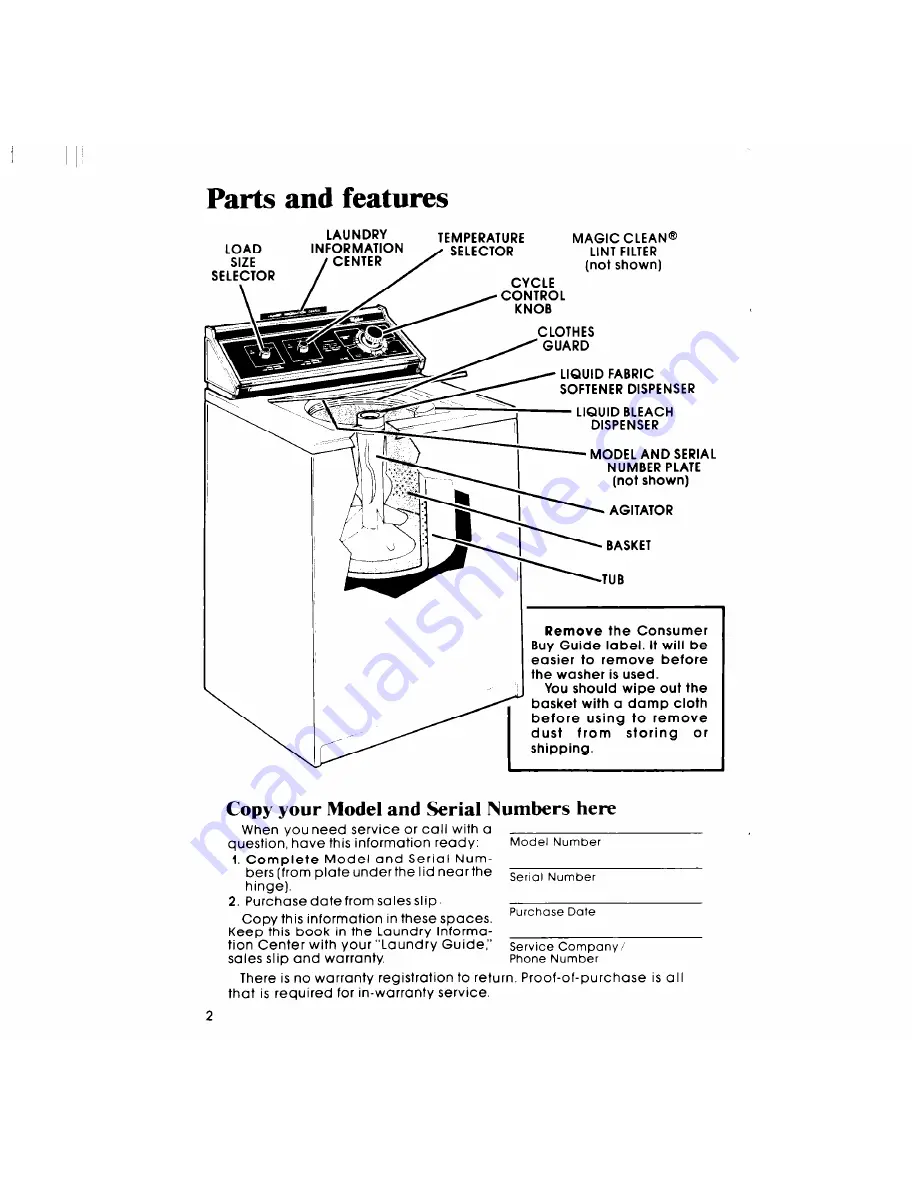 Whirlpool Design 2000 LA7460XM User Manual Download Page 2