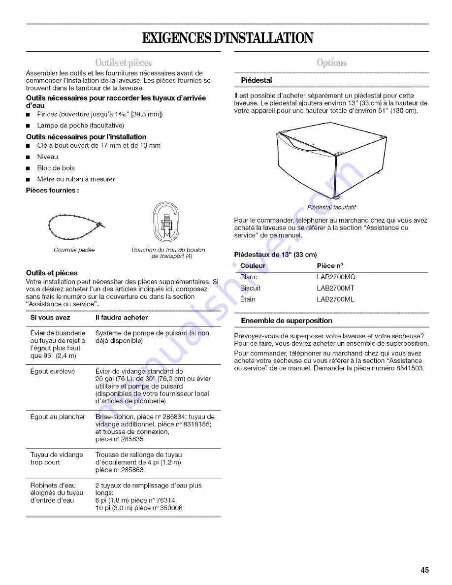 Whirlpool Duet GHW9150PW0 Use & Care Manual Download Page 45